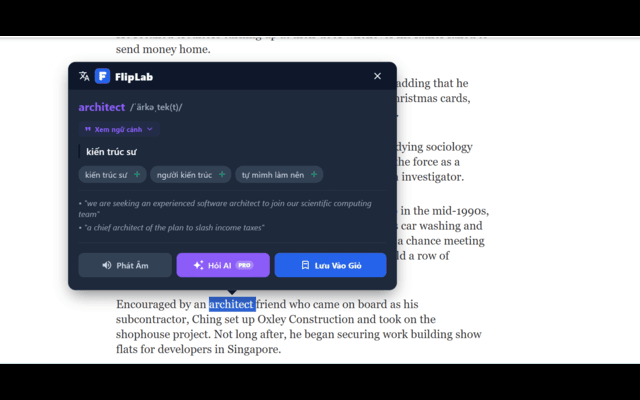 FlipLab Translator & Vocabulary Saver screenshot