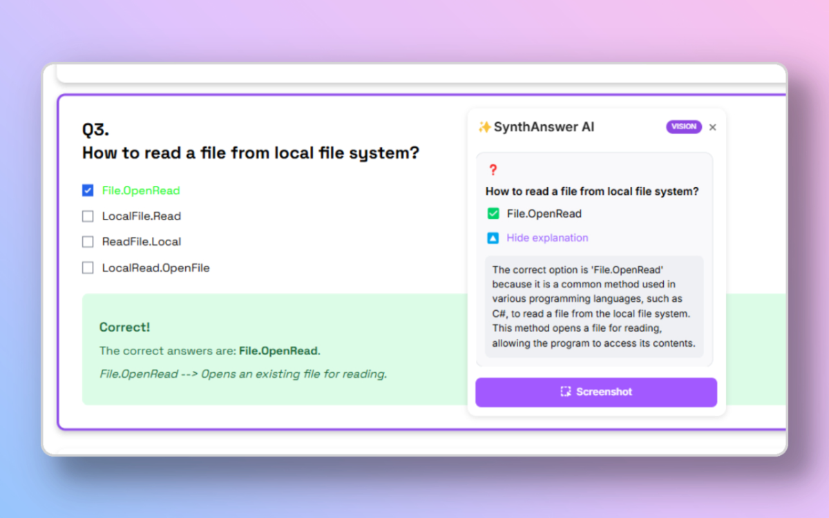SynthAnswer AI screenshot