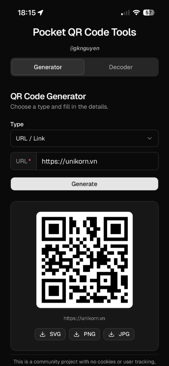 Pocket QR Code Tools screenshot