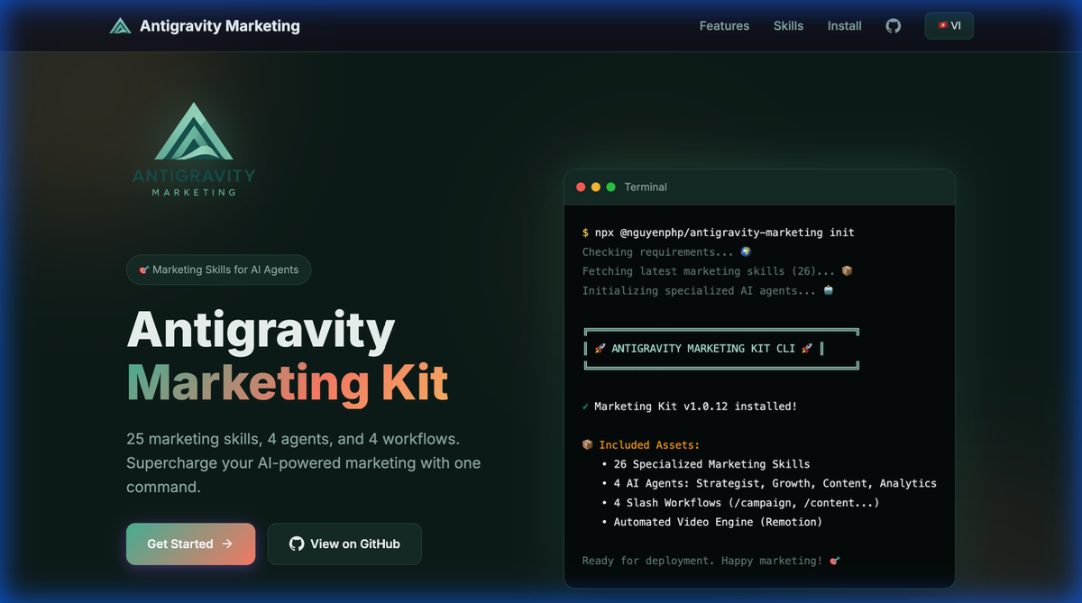 Antigravity Marketing Kit screenshot
