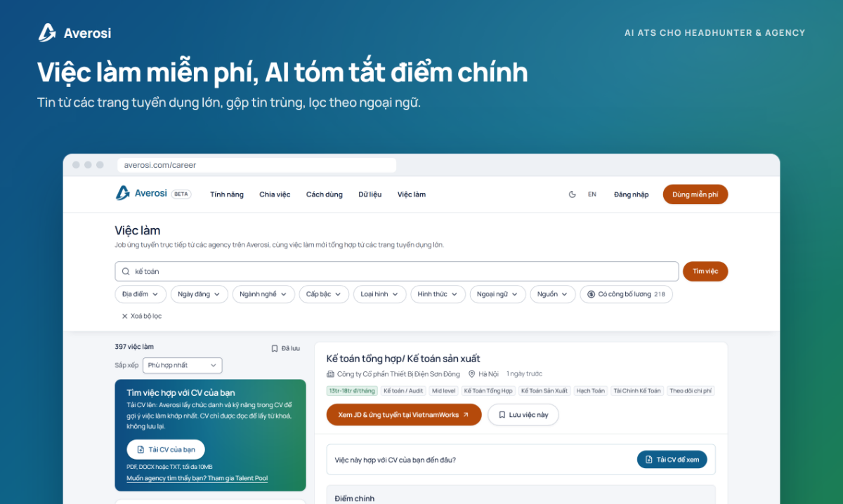 Averosi AI ATS screenshot