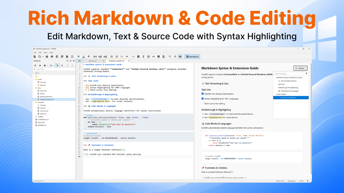 FastMD: Markdown and Text Editor screenshot