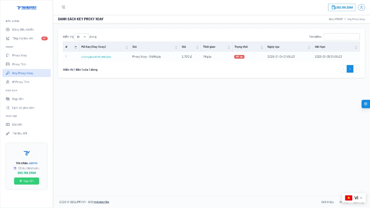 Mã nguồn trang web bán proxy screenshot