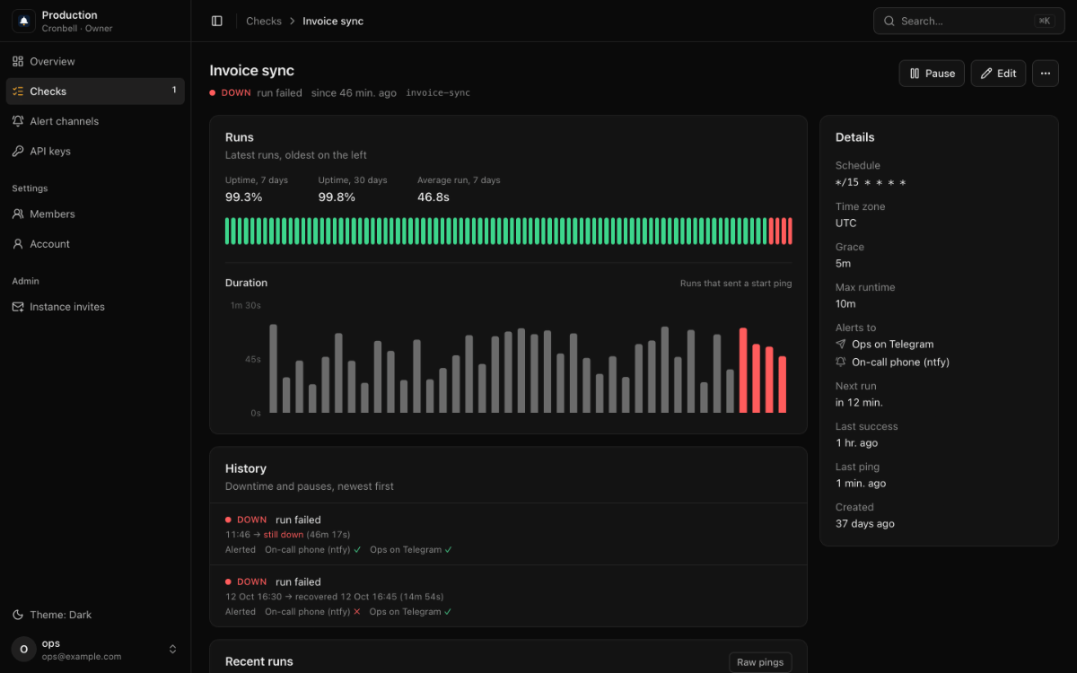 Cronbell screenshot