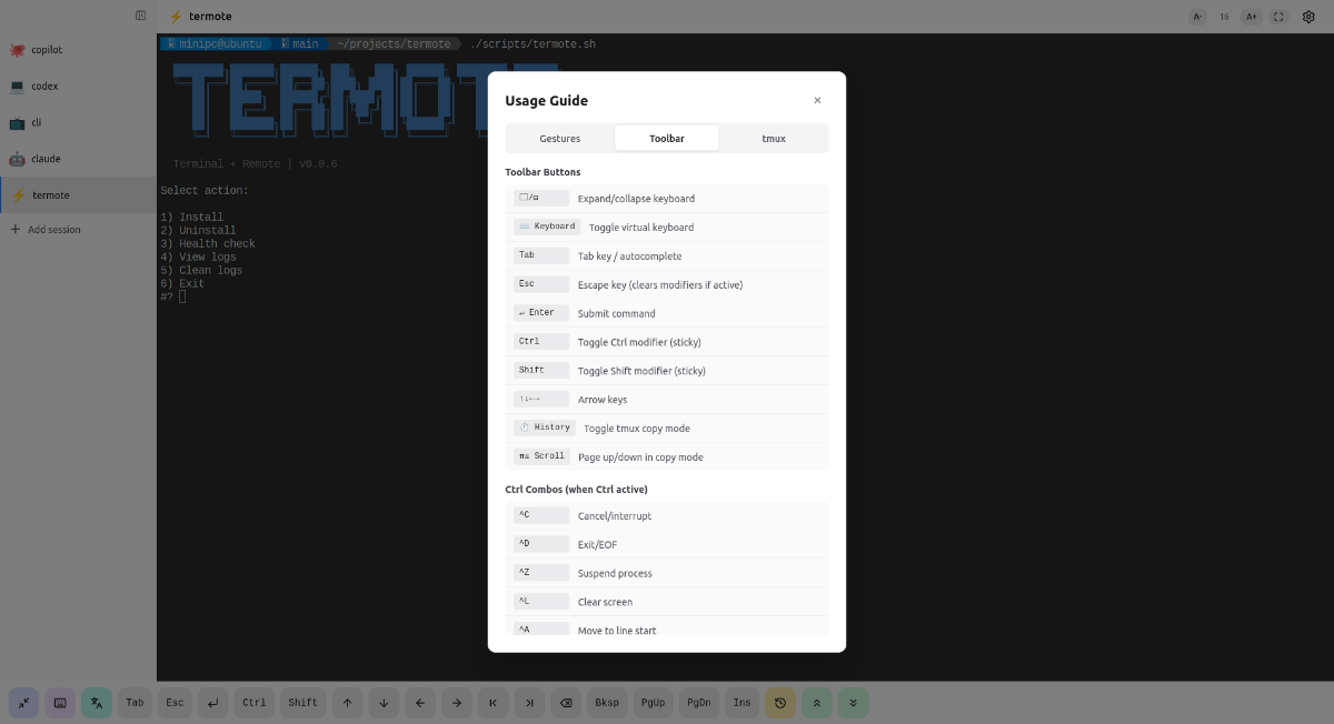 Termote screenshot