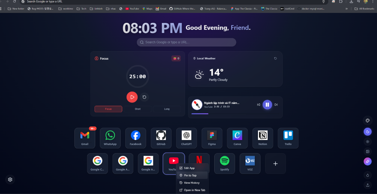 Work Dashboard screenshot