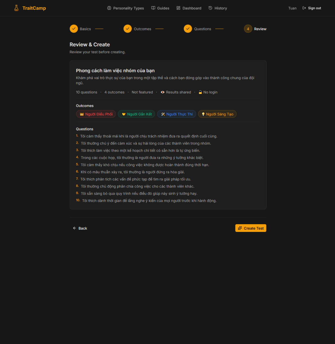 TraitCamp screenshot