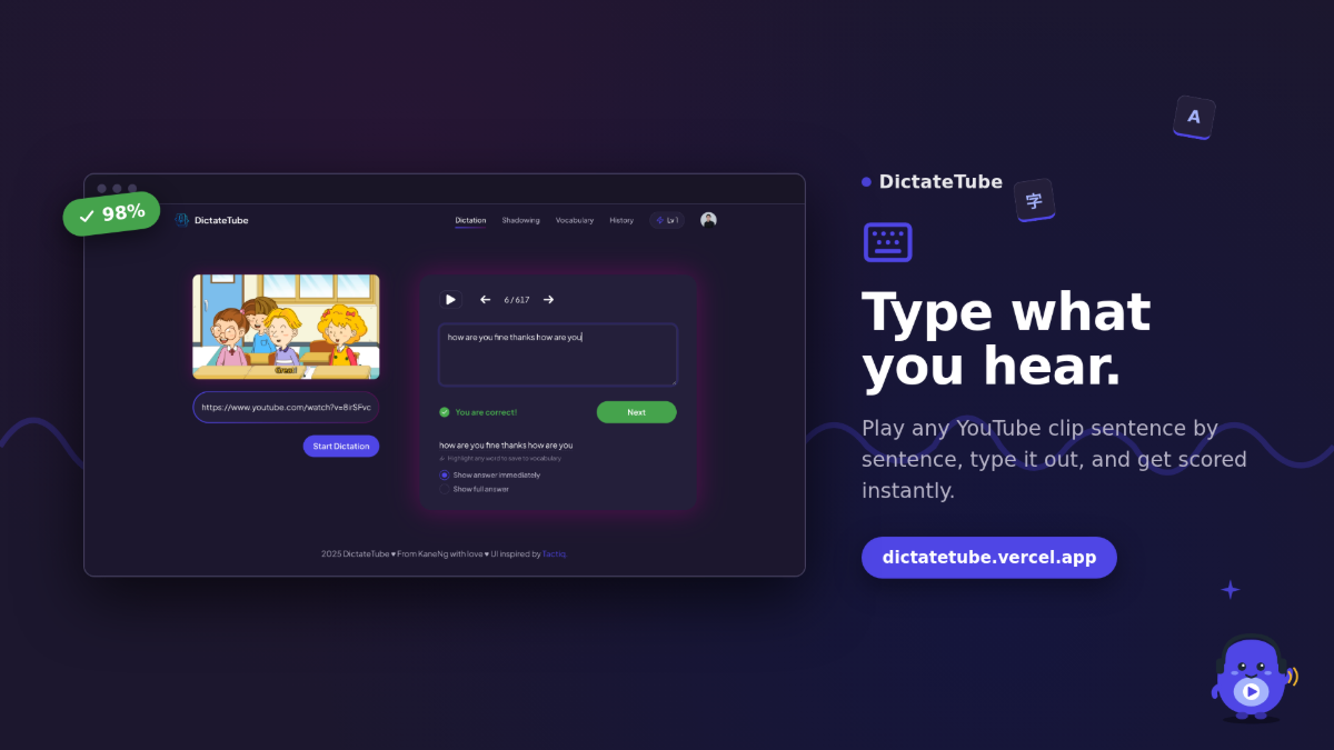 DictateTube screenshot