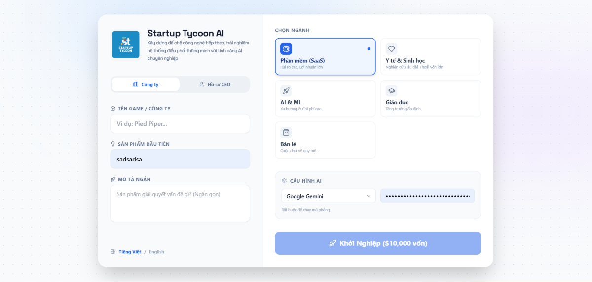 Startup Tycoon AI screenshot