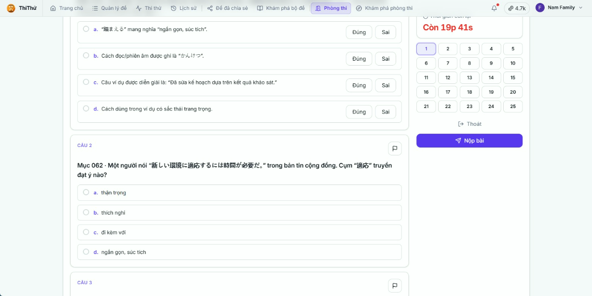 Thi Thử Web screenshot