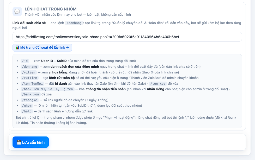 ZaloBot Hoàn Tiền screenshot