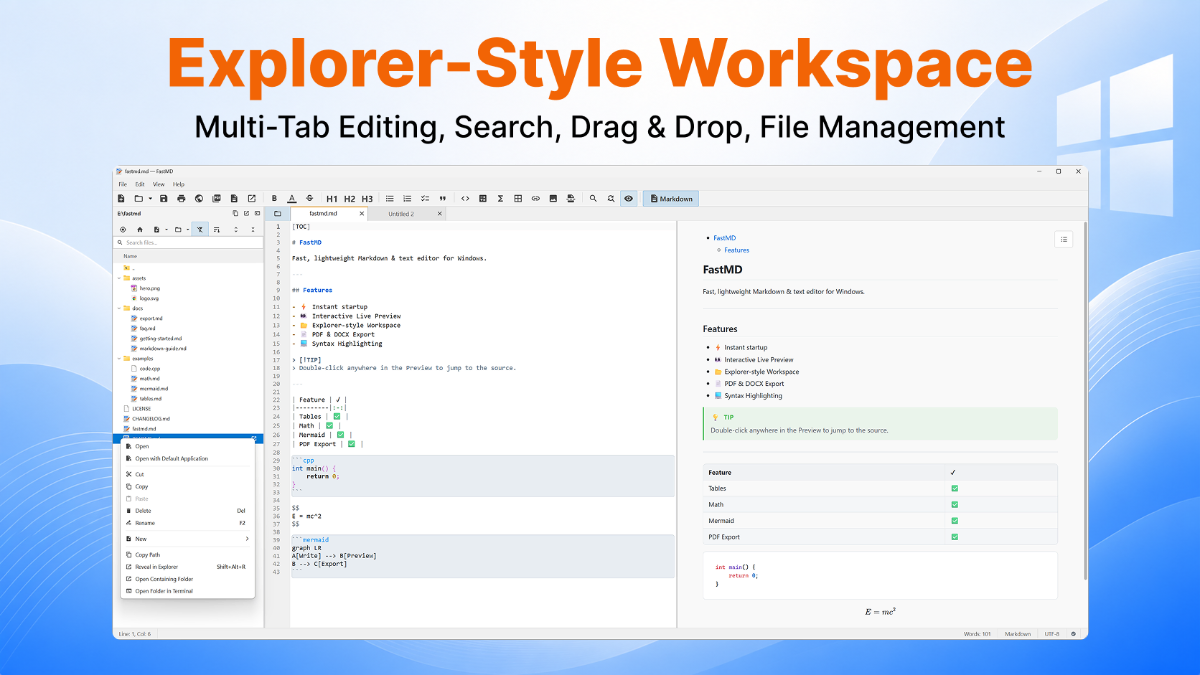 FastMD: Markdown and Text Editor screenshot