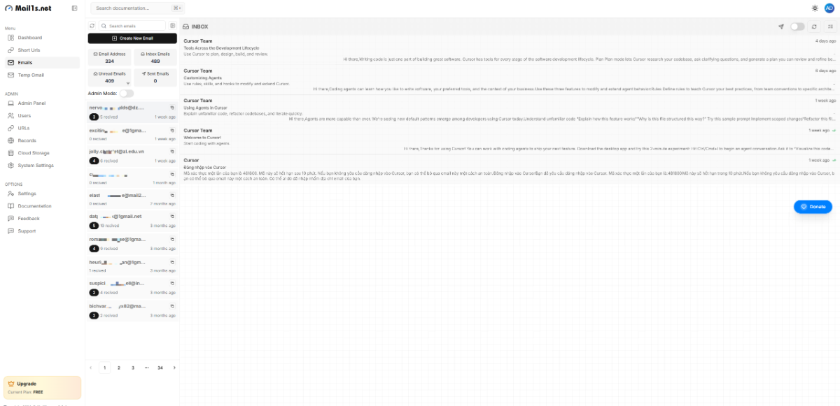 Mail1s.net screenshot
