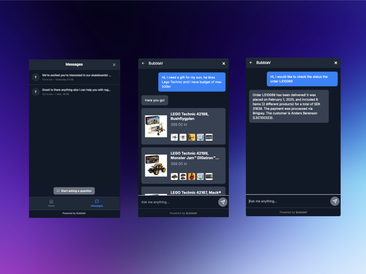 BubblaV AI Chatbot screenshot