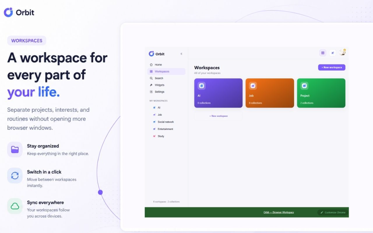 Orbit Browser Workspace screenshot