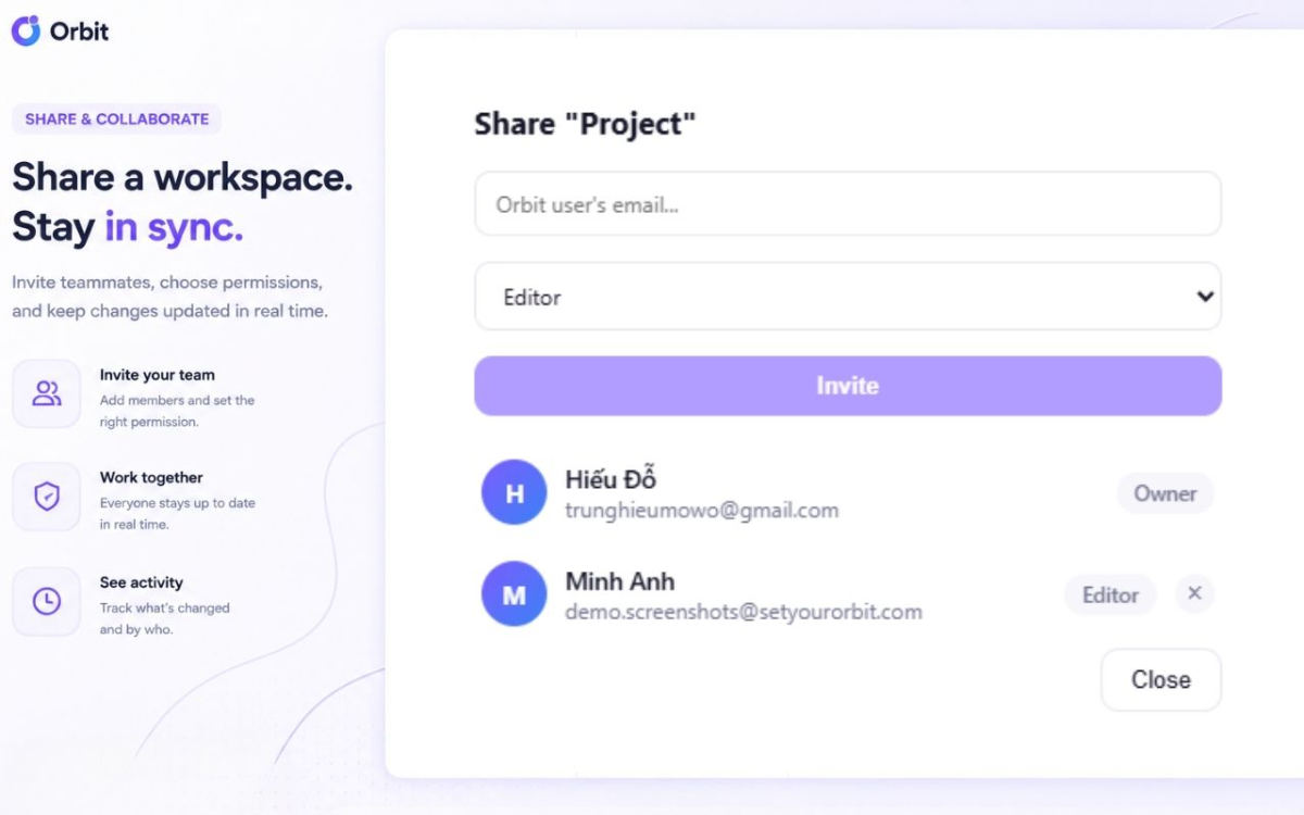 Orbit Browser Workspace screenshot