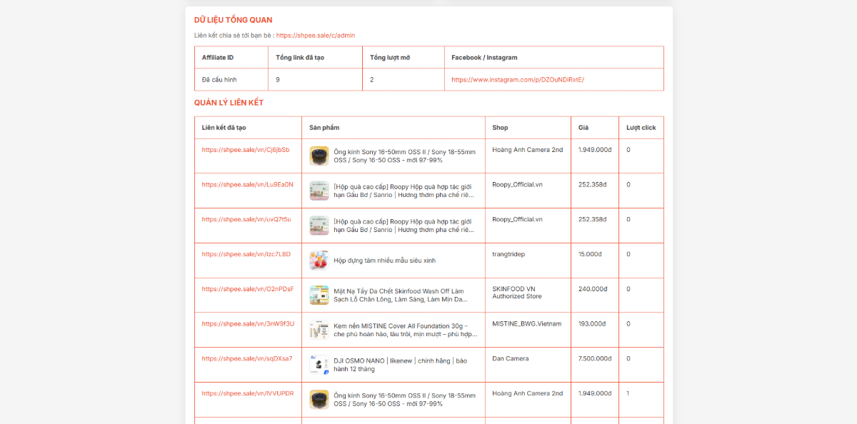 Công Cụ Tạo Trang Chuyển Đổi Link Shopee screenshot
