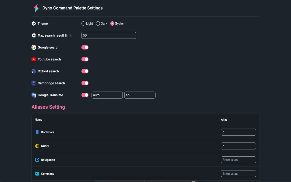 Dyno Command Palette screenshot