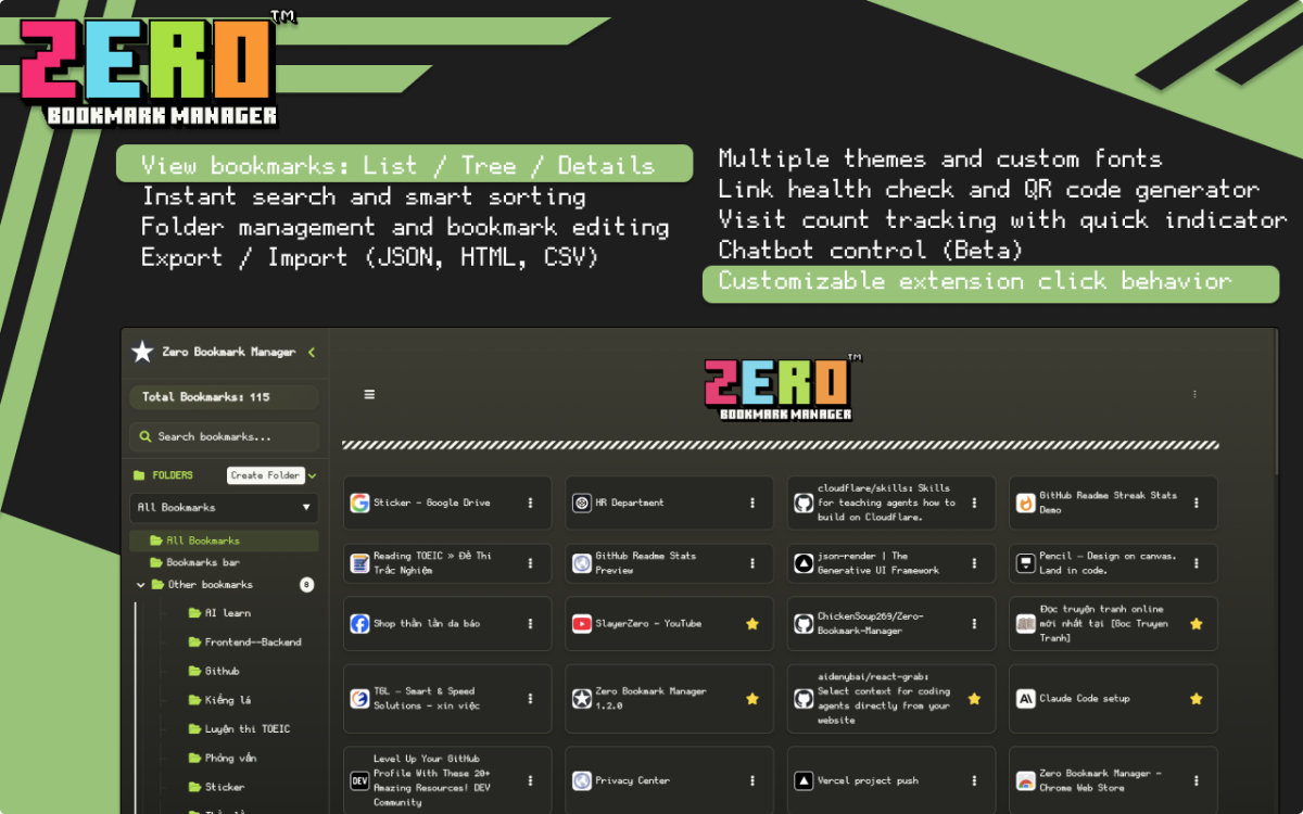 Zero Bookmark Manager screenshot