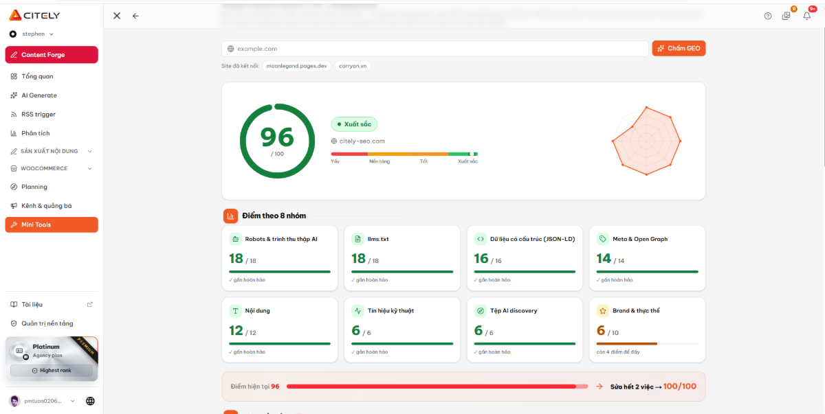 Citely SEO screenshot