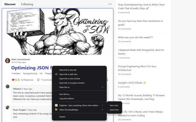 Extension Bookmark DailyLink screenshot