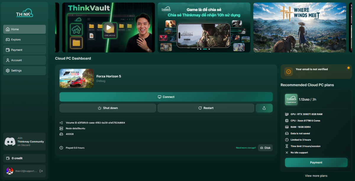 Thinkmay Cloud PC screenshot