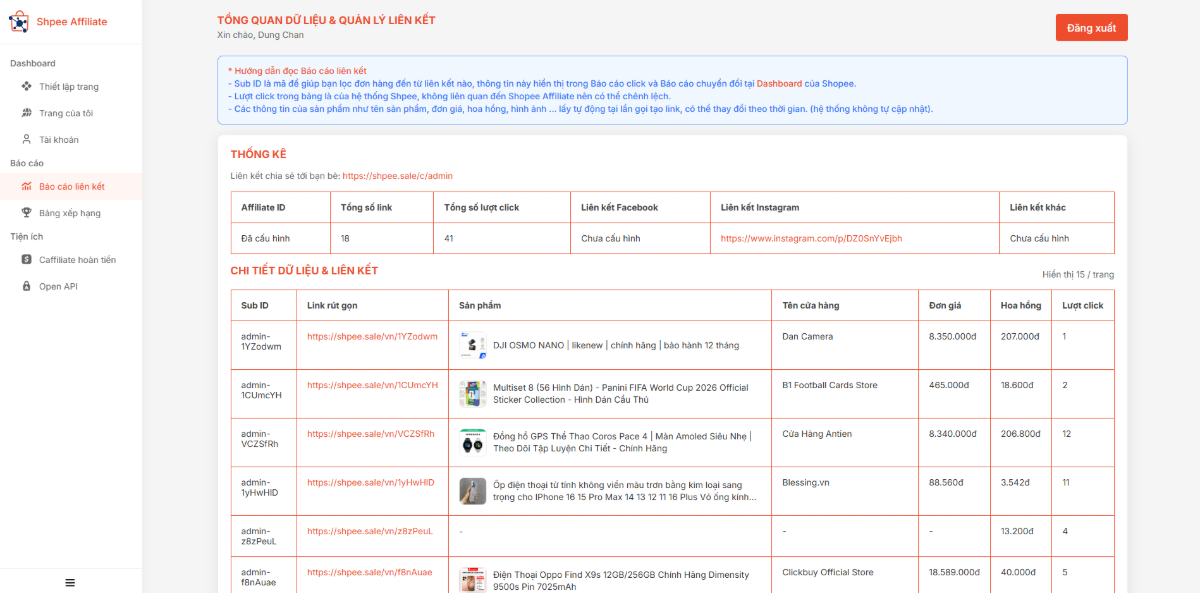 Công Cụ Tạo Trang Chuyển Đổi Link Shopee screenshot
