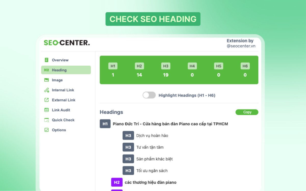 SEO CENTER Extension screenshot