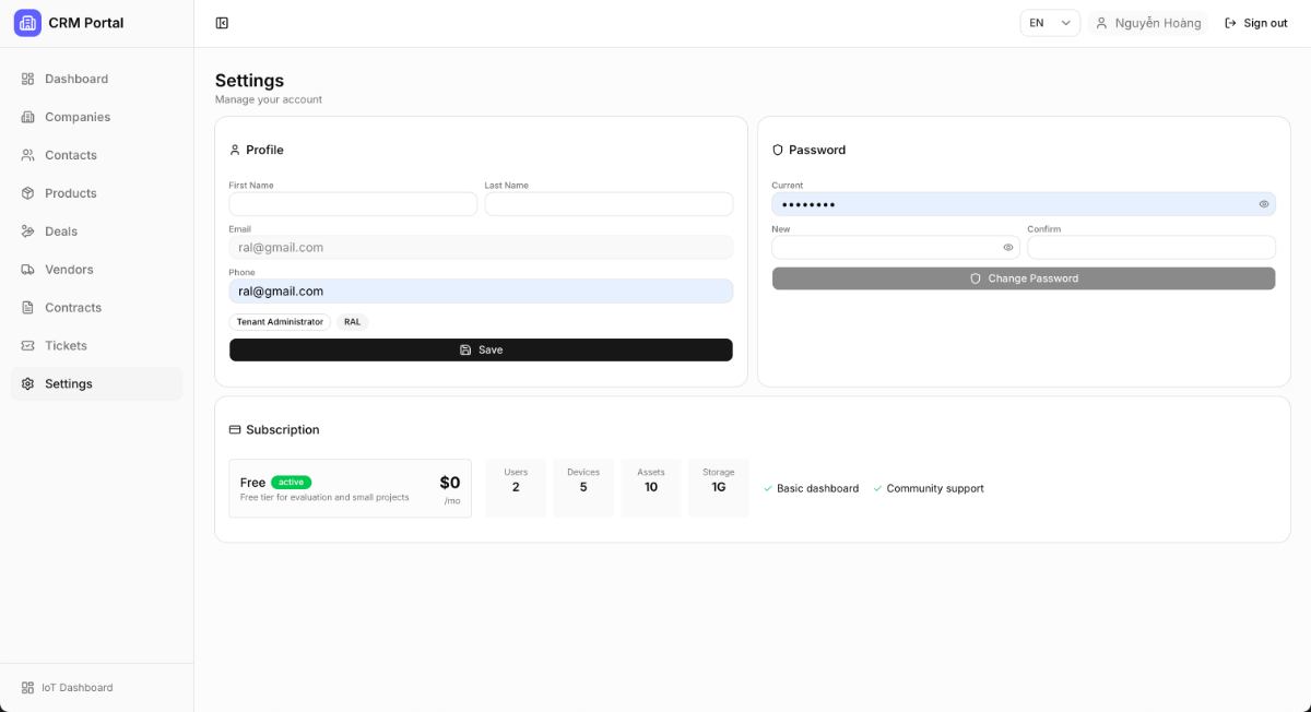 Cospa CRM screenshot