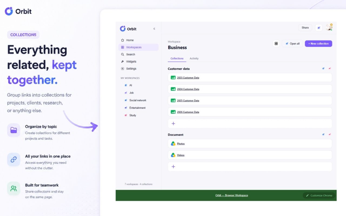 Orbit Browser Workspace screenshot
