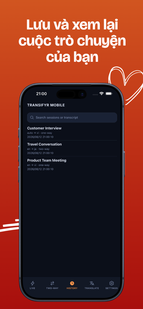 Transifyr Mobile (iOS + Android) screenshot