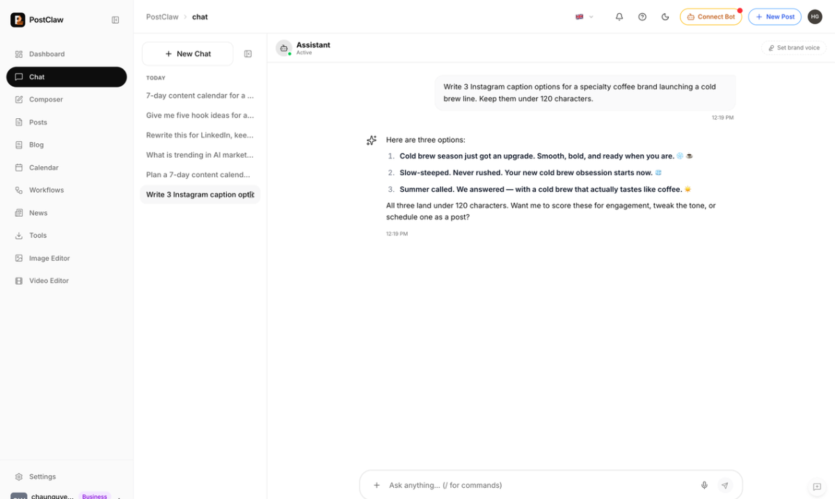 PostClaw screenshot