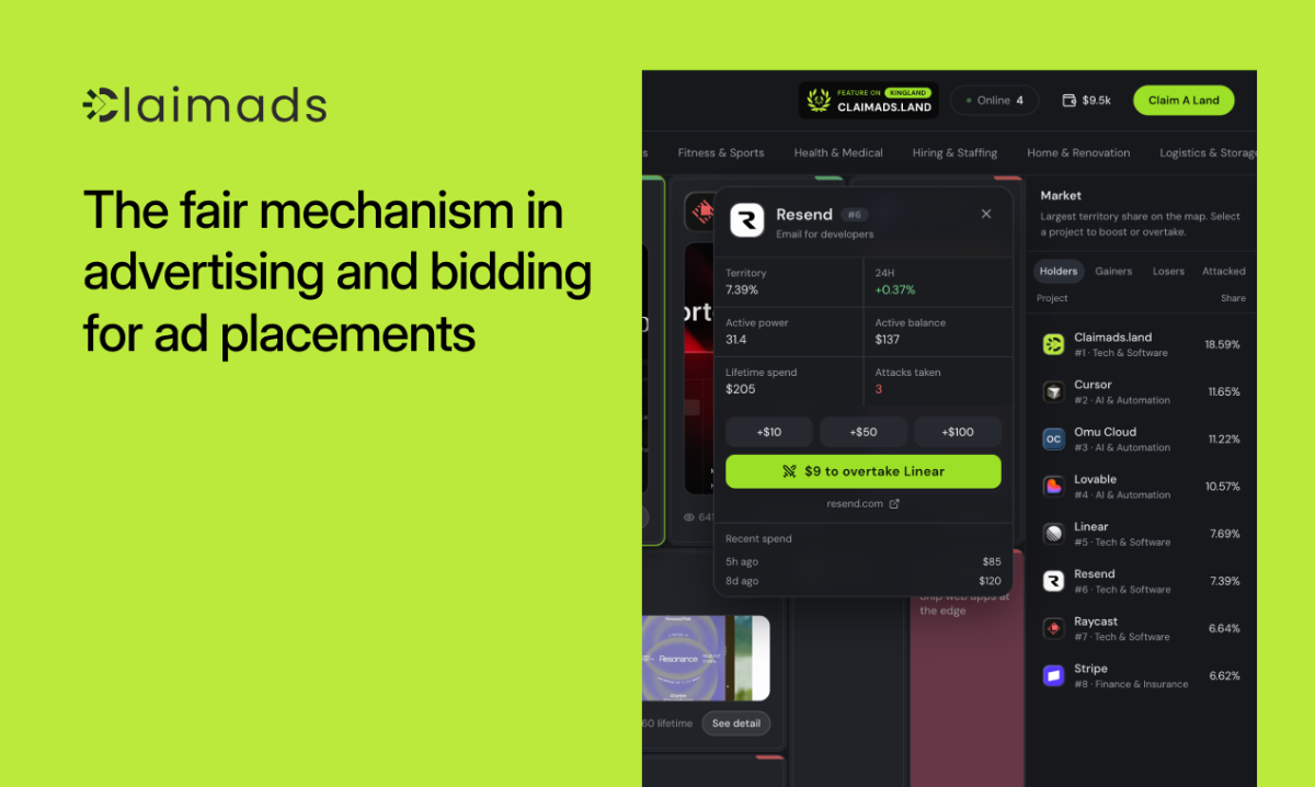 Claimads.land screenshot