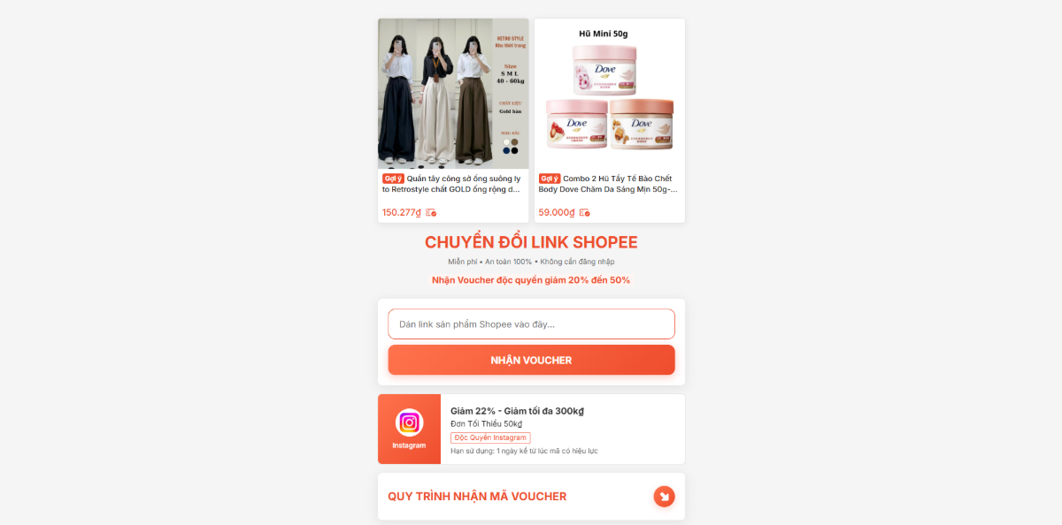 Công Cụ Tạo Trang Chuyển Đổi Link Shopee screenshot