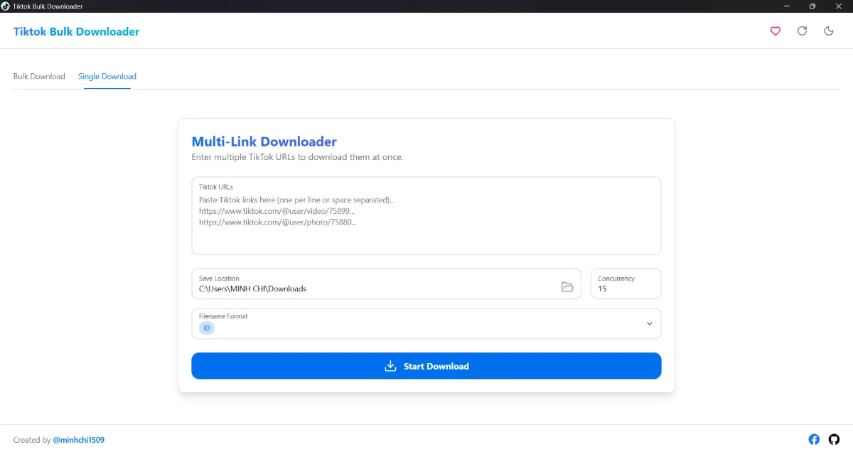 Tiktok Bulk Downloader screenshot