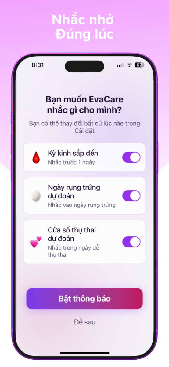EvaCare: Chu kỳ & Thai kỳ screenshot