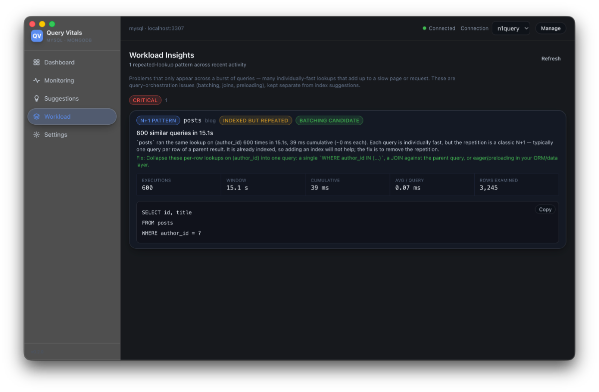 Query Vitals screenshot