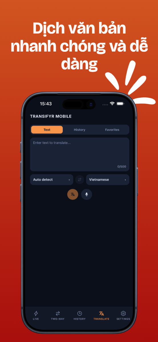 Transifyr Mobile (iOS + Android) screenshot