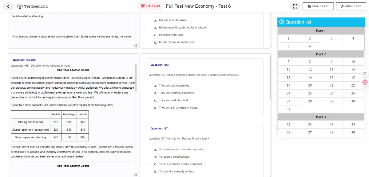 TestToeic.com screenshot