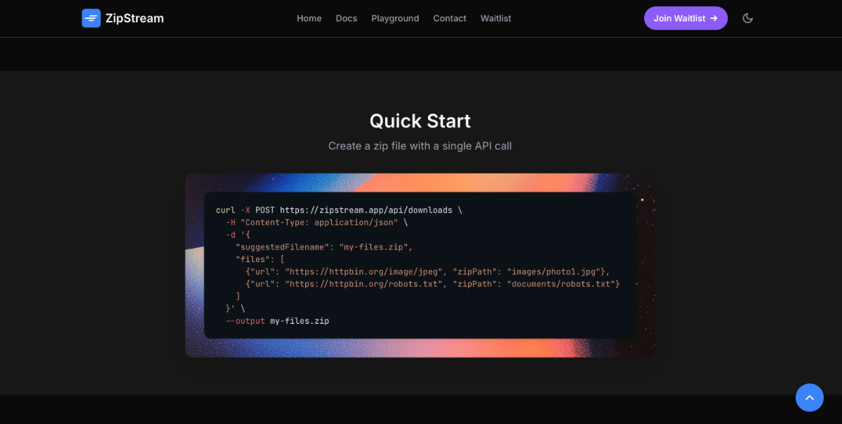 ZipStream screenshot