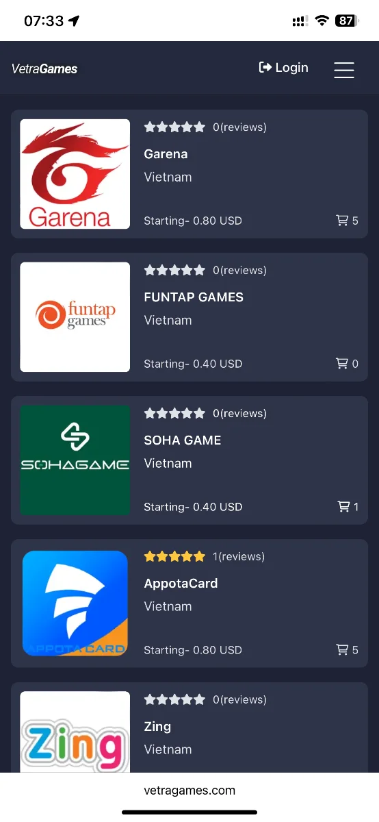 Games thẻ VNG, GAMOTA, FPT GATE, SOHA, screenshot