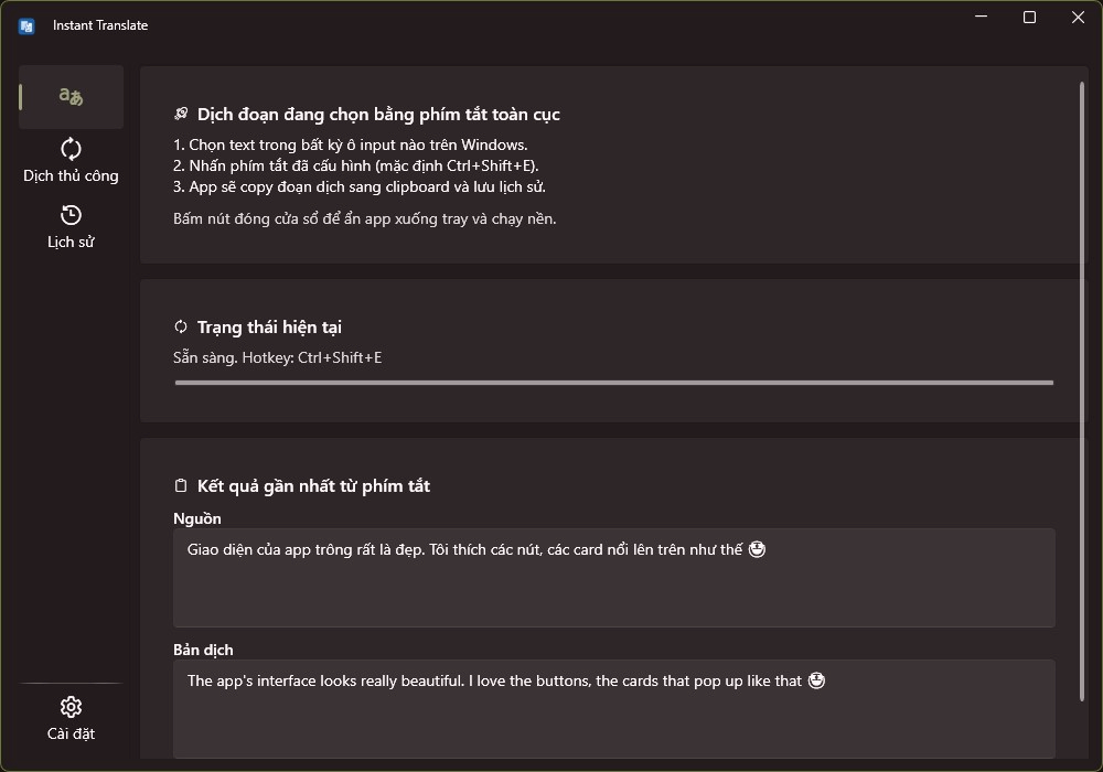 Instant Translate (chỉ Windows) screenshot