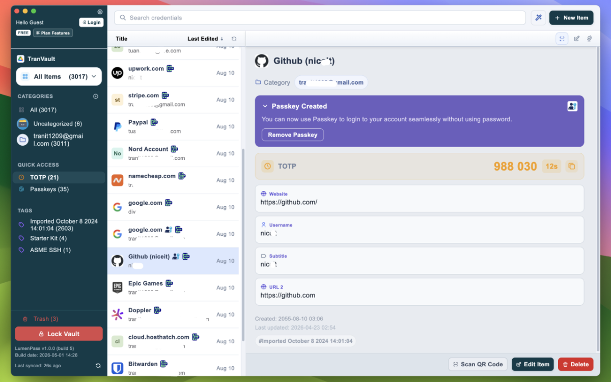 LumenPass Password Manager screenshot