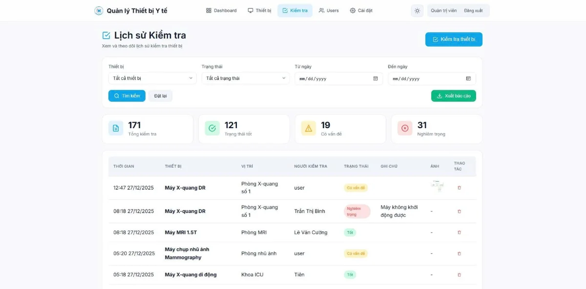 Phần mềm quản lý thiết bị y tế miễn phí screenshot