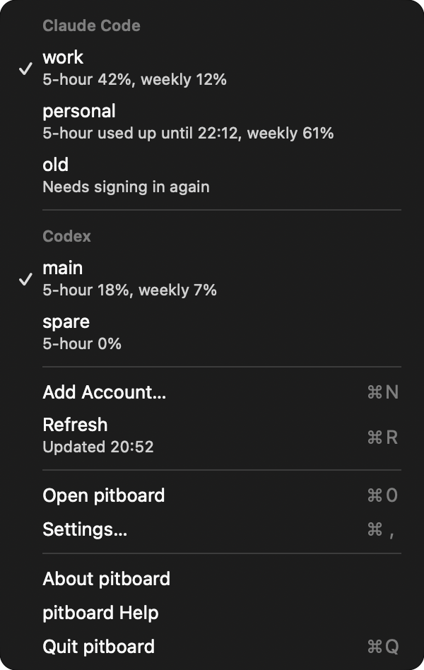 Pitboard screenshot