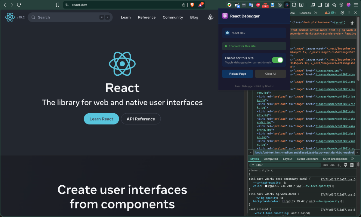 ReactDebugger screenshot