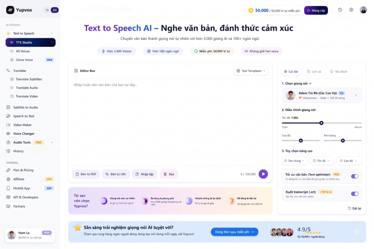 Chuyển văn bản thành giọng nói bằng AI screenshot